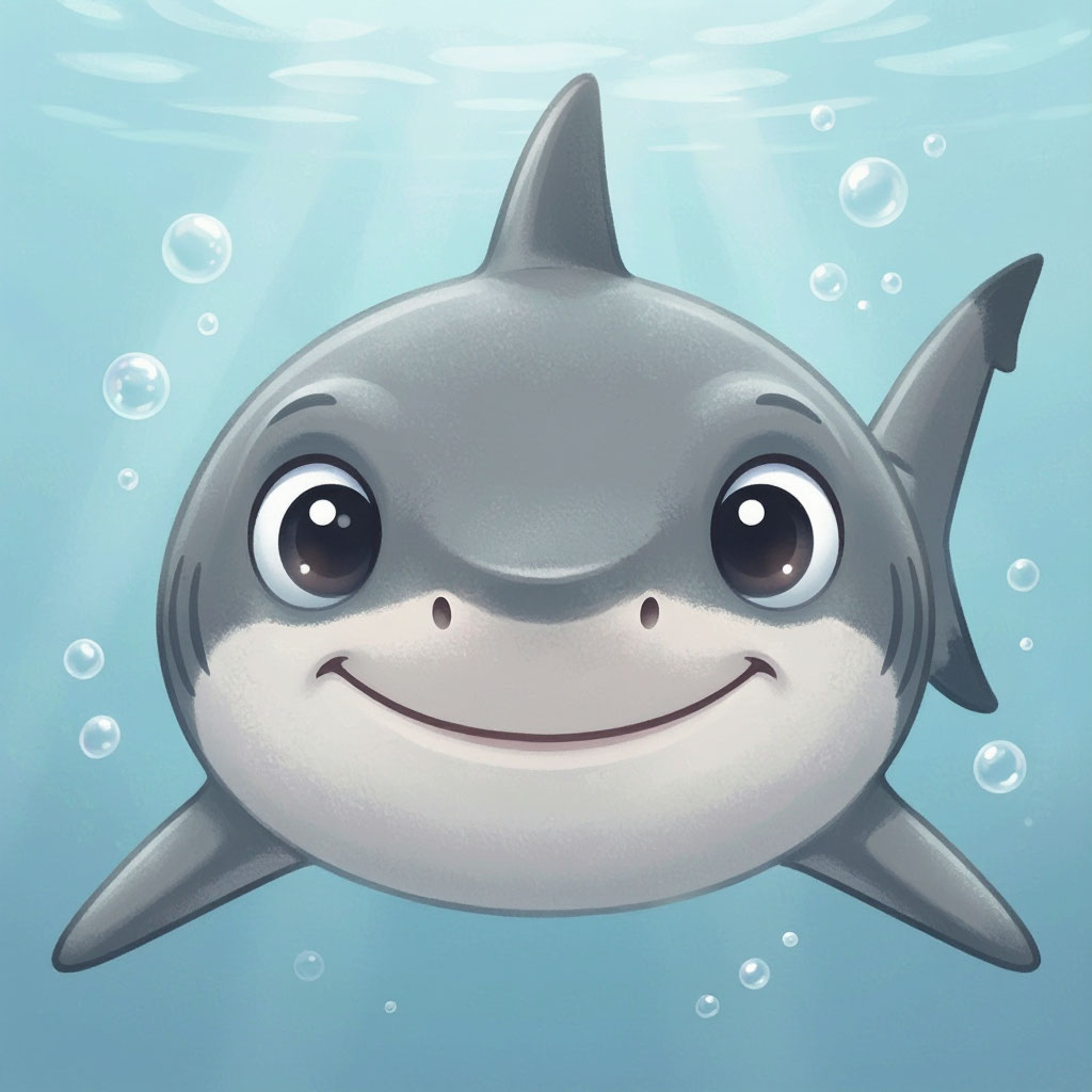 Close-up illustration of a grey reef shark